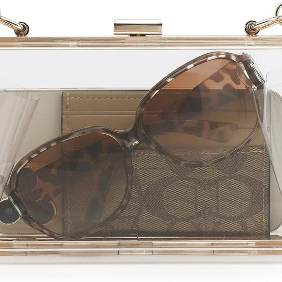 Women Cute Clear Purse Acrylic Box Clutch Handbag, Transparent Crossbody Evening - Picture 3 of 6